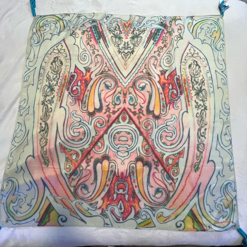Johnny Was Silk Scarf NWT ! 12 Tassels!